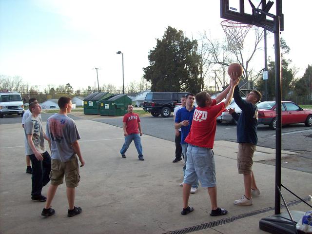 Competitive basketball game it appears! 